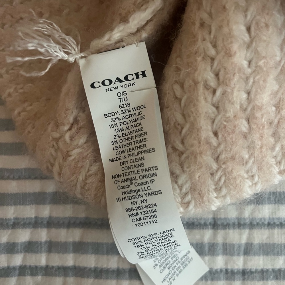 Coach Cozy Cream Knit Beanie - Picture 3 of 3